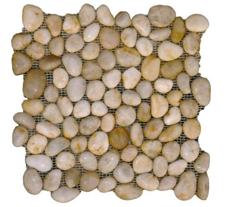 Natural Pebbles Polished Marble Mesh Mounted Mosaic Tile