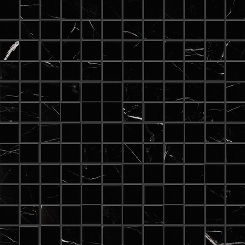 Nero Marquina (Black Marble) 1x1" Square Honed Mosaic