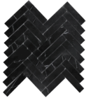 Nero Marquina (Black Marble) 1x4" Herringbone Honed Mosaic Tile