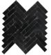 Nero Marquina (Black Marble) 1x4" Herringbone Polished Mosaic Tile