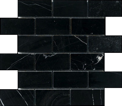 Nero Marquina (Black Marble) 2x4" Brick Polished Mosaic