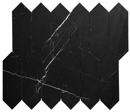 Nero Marquina Black Marble Honed Picket Marble Mosaic
