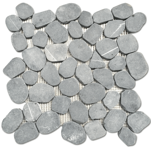 Nero Marquina Honed Sliced Pebbles Flat Finish Mesh Mosaic