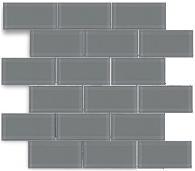 Ocean Gray Glass 2x4 Mosaic Subway Tile (8mm)