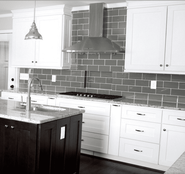 gray glass backsplash tile