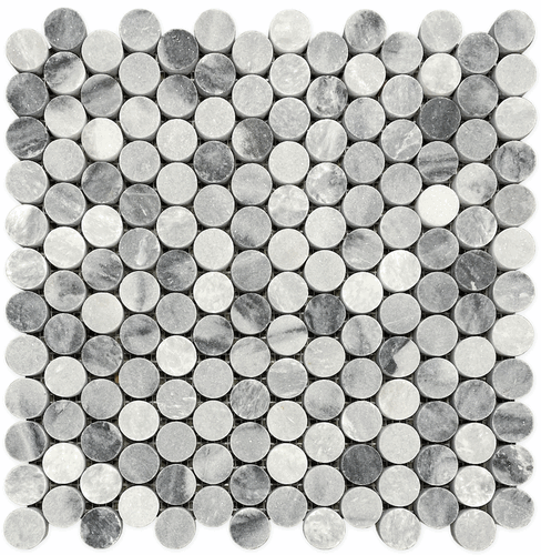 Pennyrounds Shades of Gray 1" Marble Mosaic Honed Mosaic Floor Wall Tile