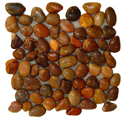 Red Pebbles 12 in. x 12 in. Polished Quartzite Floor and Wall Tile