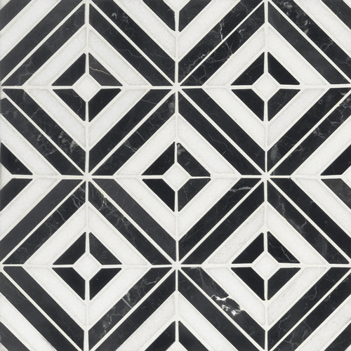 Rhombix Nero Marquina Honed Matte Marble Mosaic Floor Wall Tile