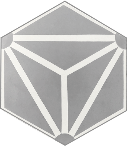 (SAMPLE 1 PIECE) Ariel Hexagon in Gray and White Handmade Cement Tile
