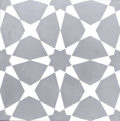 (SAMPLE 1 PIECE) Encaustic Cement Tiles Medina Gray on White