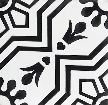 (SAMPLE 1 PIECE) Handmade Cement Tiles Aztec Black on White
