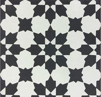 (SAMPLE 1 PIECE) Handmade Cement Tiles Azrou Black and White