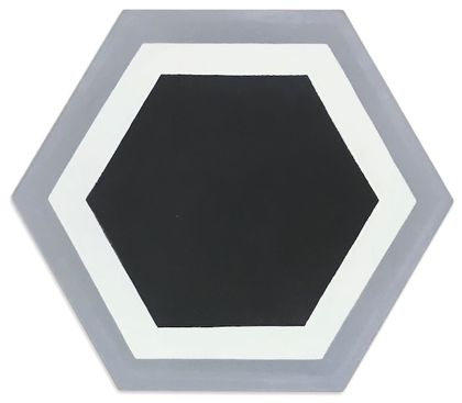 (SAMPLE 1 PIECE) Handmade Encaustic Cement Hexagon Black Center