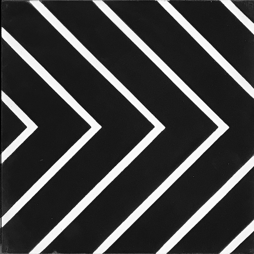 (SAMPLE 1 PIECE) Handmade Encaustic Cement Maze Black Base White Line