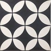 (SAMPLE 1 PIECE) Handmade Encaustic Cement Tile Circulos White on Black