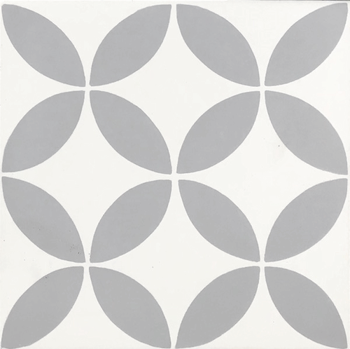 (SAMPLE 1 PIECE) Handmade Encaustic Cement Tiles Circles Gray on White Design