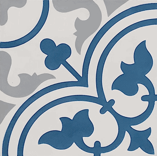 (SAMPLE 1 PIECE) Handmade Encaustic Tulips Blue Fleur Cement Tiles
