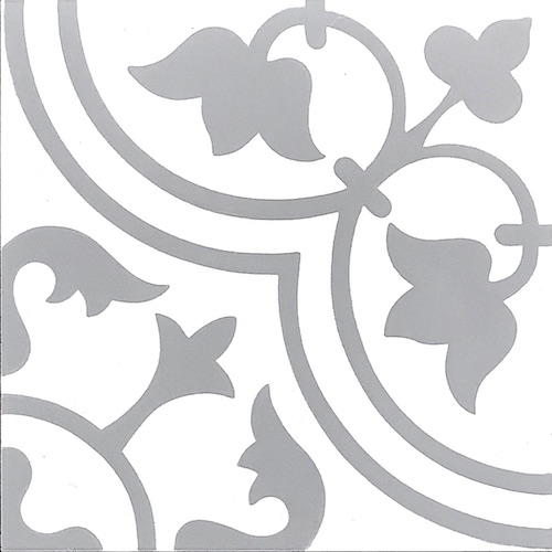(SAMPLE 1 PIECE) Handmade Encaustic Tulips Gray Fleur Cement Tile