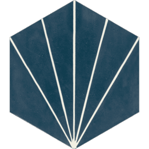(SAMPLE 1 PIECE) Menara Hexagon in Navy Blue & White Handmade Cement Tile