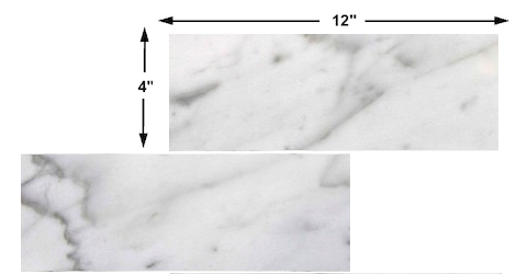 (SAMPLE 2 PCS) Bianco Polished 4x12 Subway Floor and Wall Marble Tile