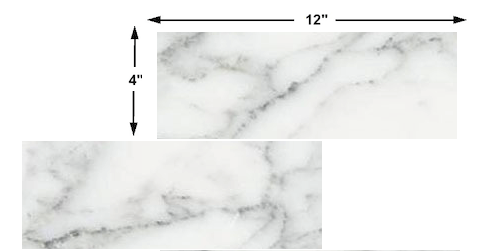 (SAMPLE) 2 Pieces Carrara Venato Marble Honed 4x12" Subway Tile 