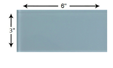 (SAMPLE 2 PIECES) Sky Blue Glass 3 x 6 inch Subway Tile