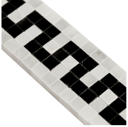 (SAMPLE 2x4�) Carrara Polished 2" x 8" ZigZag Marble Mosaic Border