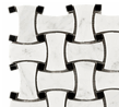 (SAMPLE 6x6" PIECE) Carrara Venato 1x2 Dogbone Basketweave Honed Mosaic Tile