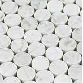 (SAMPLE 6x6" PIECE) Carrara Venato Honed 3/4" Penny Rounds Mosaic Tile