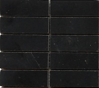 (SAMPLE 6x6" PIECE) Nero Marquina 1x3" Stacked Brick Honed Mosaic