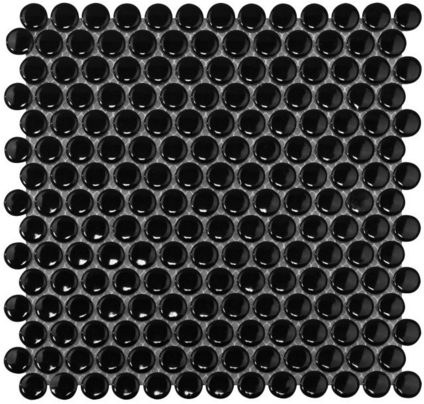 (SAMPLE APPROX 6x6) Black Matte Penny Round Glazed Porcelain