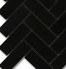 (SAMPLE APPROX. 6x6" PIECE) Nero Marquina 1x3" Herringbone Polished Mosaic Tile