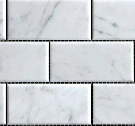 (SAMPLE) Carrara Venato 2x4" Wide Beveled Honed Marble Mosaic (6x6" Sample Piece)