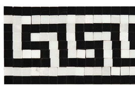 (SAMPLE HALF PIECE) Carrara Venato Polished 3.5" x 11" Greek Key Mosaic Marble 