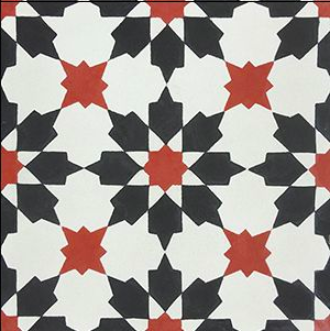 (SAMPLES 1 PIECE) Handmade Cement Tiles Azrou Black and Red