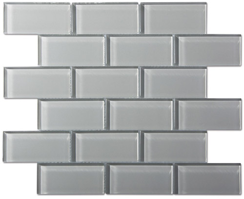 Smoke Gray Glass 2x4" Mosaic Subway Tile (8mm)