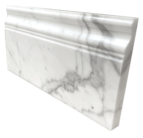 Statuario Marble White Polished Marble 6x12 Baseboard Trim