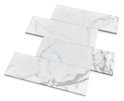 Statuario White Marble Honed 4x12" Subway Floor Wall Tile