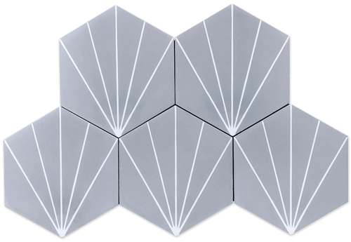 Menara Hexagon in Gray and White Handmade Cement Tile