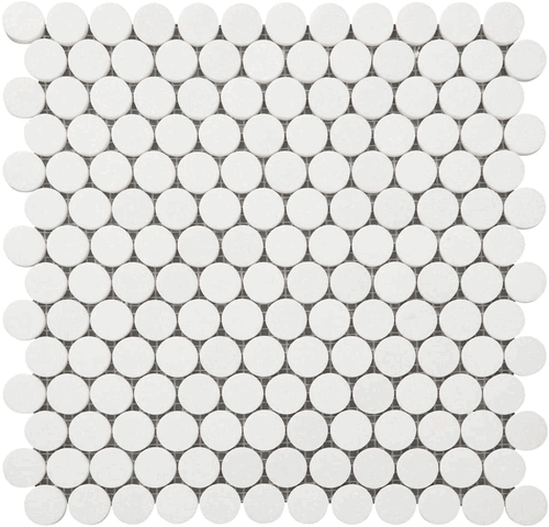 Thassos Greek White 1" Penny Round Honed Matte Marble Mosaic