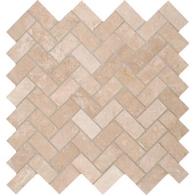 Tuscany Ivory Herringbone Honed Travertine Mosaic Tile