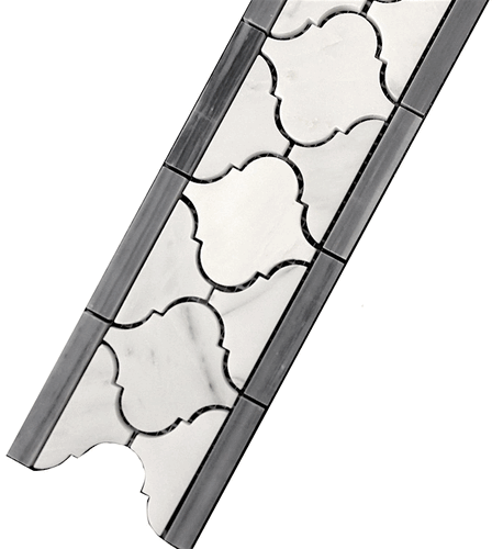 Carrara Venato Polished Arabesque with Bardiglio Edge Marble Border