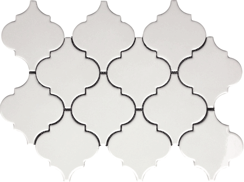 Whisper White Arabesque Mosaic Lantern Tile Glazed Gloss Finish