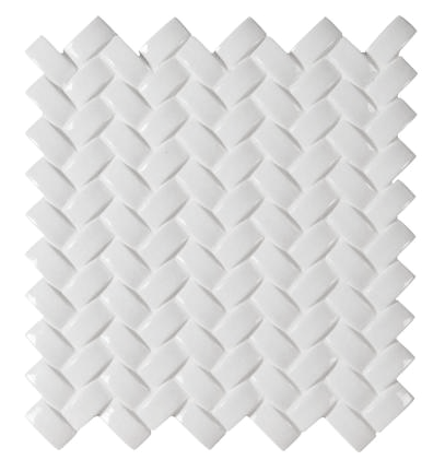 Whisper White Arched Herringbone Glazed Premium Mosaic
