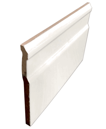 White Gloss Ceramic Baseboard 8 x 6 Inch. Skirting Piece
