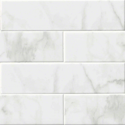 Ceramic White Carrera 4x16" Glossy Backsplash Tile