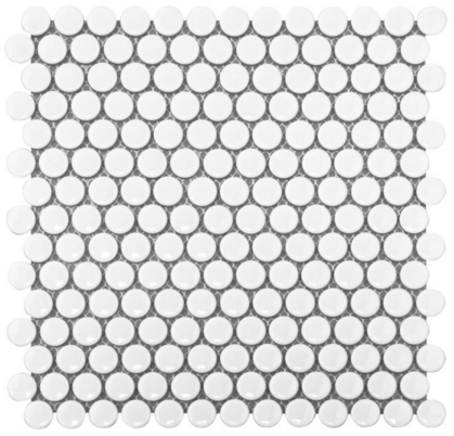 White Penny Round Matte Finish Porcelain 3/4" Mosaic