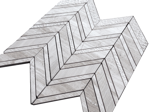 Athens Silver Cream White Quarry Chevron Multi Finish