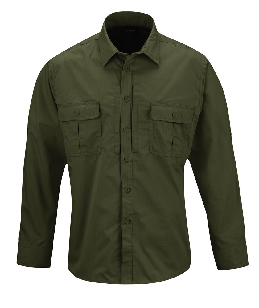 Chemise Tactique Propper Homme - Manches Longues - Polycoton Résistant - Poches Zippées - Coupe Fonctionnelle