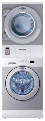 Crossover WDSEM Commercial Stacked Washer and Electric Dryer, Coin Drop, 120/240/60/30A, ADA Compliant, CEE Tier 3 Compliant, Energy Star Rated